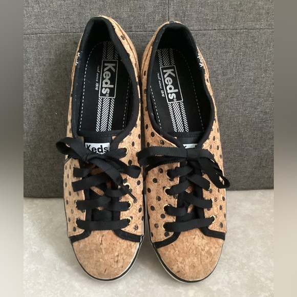 ♦️ KEDS Rally sneakers Cork Sz 8 polka dot EUC - Picture 2 of 6